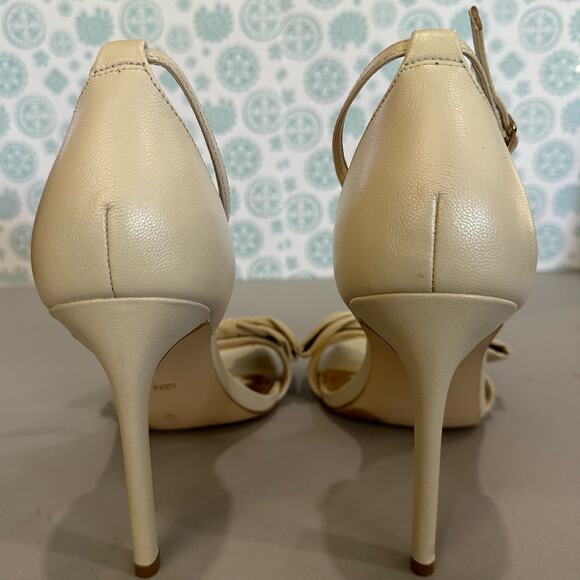 Guess Womens Sancia 8.5 Dress Sandals Heels Stilettos Cream Bows Ankle Strap - Picture 7 of 11